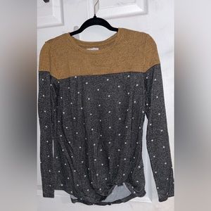 24/7 Polka Dot Knot Hem Mixer Tee Deep Honey Combo 🌻